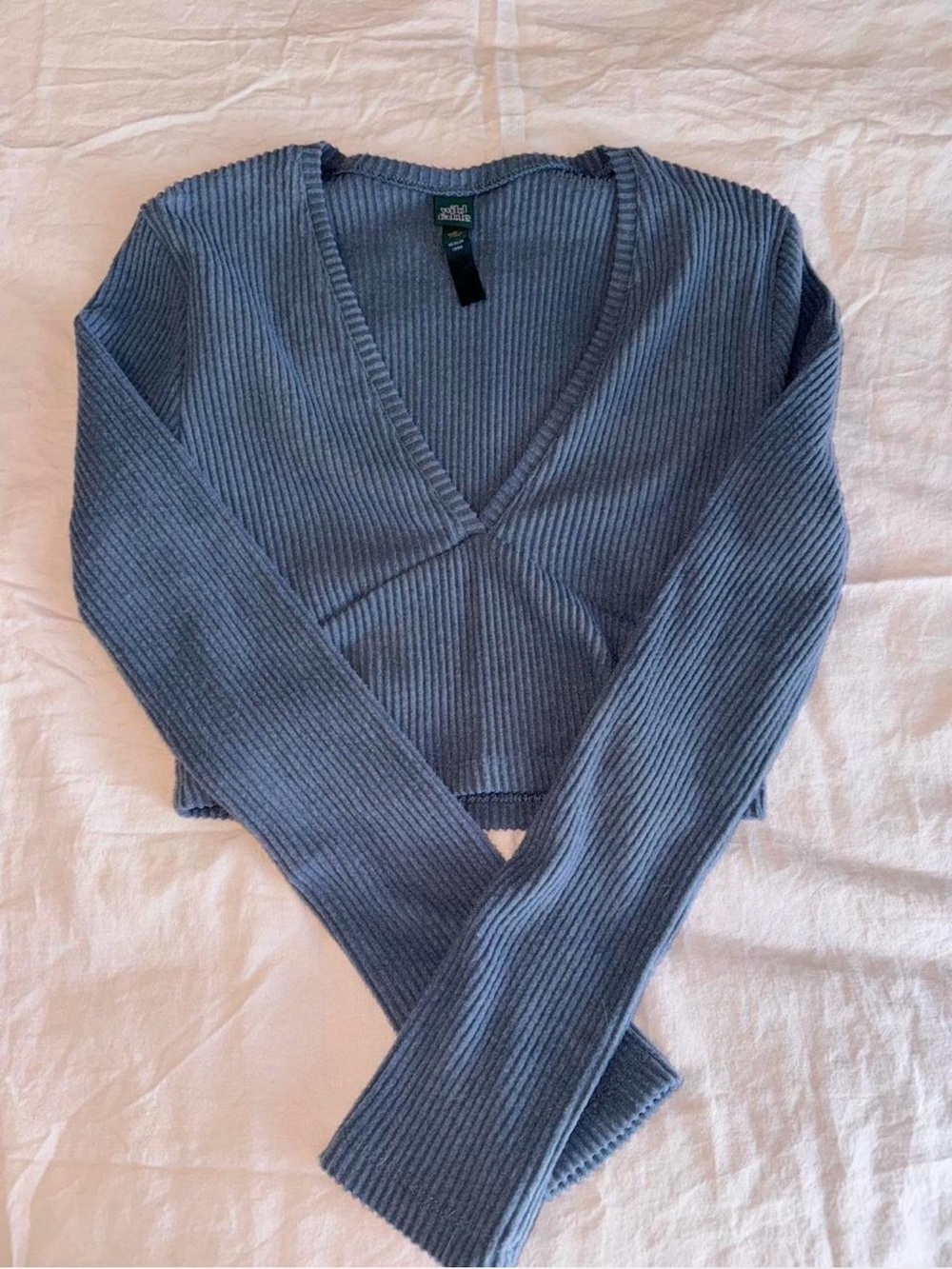 wild fable Ribbed V-Neck Sweater - Steel Blue